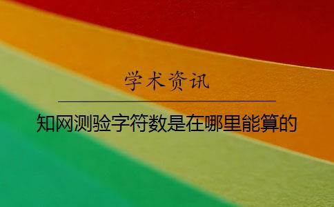 知網測驗字符數是在哪里能算的？
