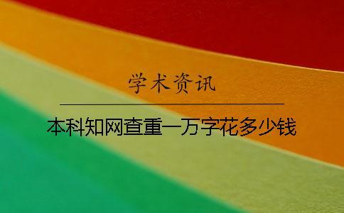 本科知網查重一萬字花多少錢