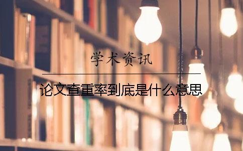 論文查重率到底是什么意思？